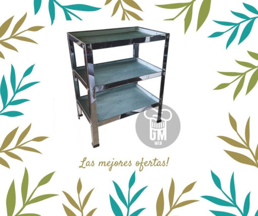 Vasera Gastronomica Escurridor Acero 100 X 40 Cm 3 Estantes - Imagen 3