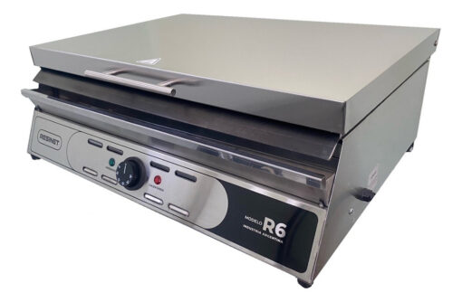 Plancha Lisa Eléctrica Lomitera Hamburguesa R6 Tapa Resinet Plateado - Imagen 3