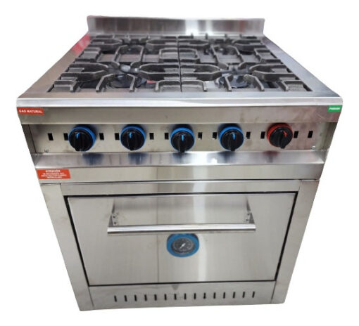 Cocina Industrial 4 Hornallas Acero De Fundicion Yac Plateado