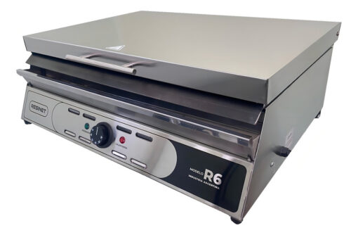 Plancha Lisa Eléctrica Lomitera Hamburguesa R6 Tapa Resinet Color Plateado - Imagen 3