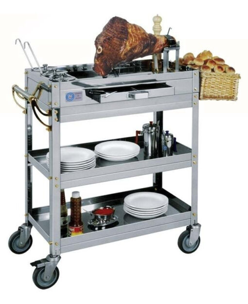 Carro Gastronómico 3 Estantes C/accesorio Pata Pernil Salsas