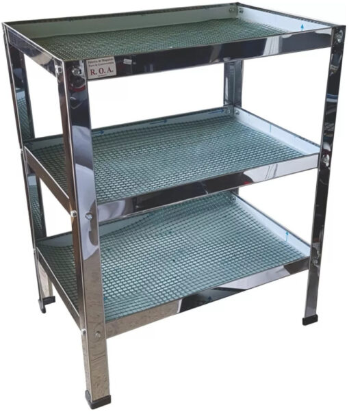 Vasera Gastronómica Escurridor Acero 80 X 40 Cm 3 Estantes Plateado