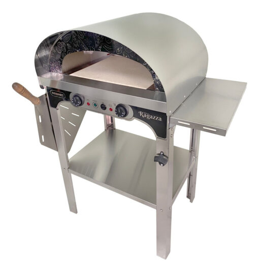 Horno Pizzero Eléctrico Ragazza Símil Barro Resinet 1 Molde Plateado