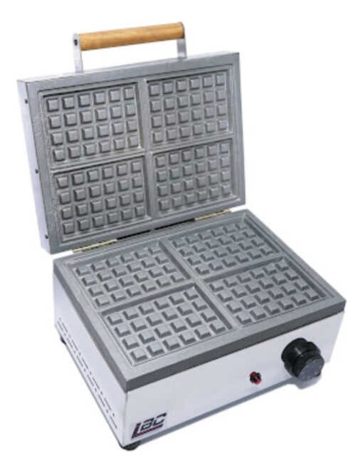 Waflera Eléctrica Industrial Profesional 4 Waffles 15x10x2  Plateado