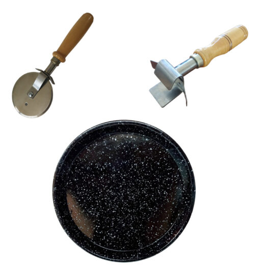 Pack Full 4 Pizzeras Enlozada Molde Pizza 36 + Rueda + Pinza Negro