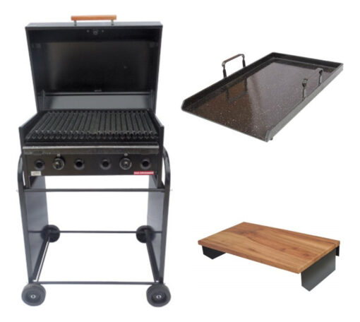 Parrilla A Gas Natural Envasado 70cm Carro Tapa Plancha Mesa