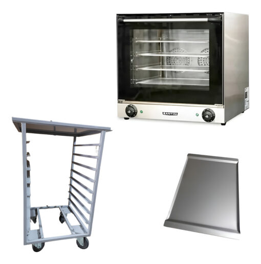 Horno Convector Santini Mc600 4 Bandejas + Base Con Ruedas Plateado