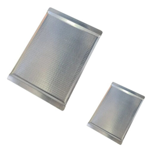 Pack 2 Bandejas 44x32 Cm Lisa Perforada Lata Placa Baguette