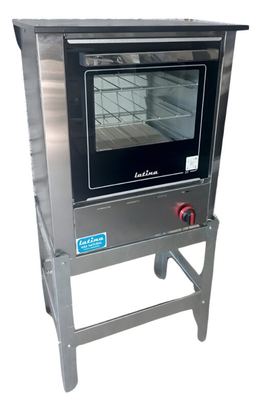 Horno Pizzero A Gas 3 Moldes Pizza Puerta Vidrio Homologado Plateado