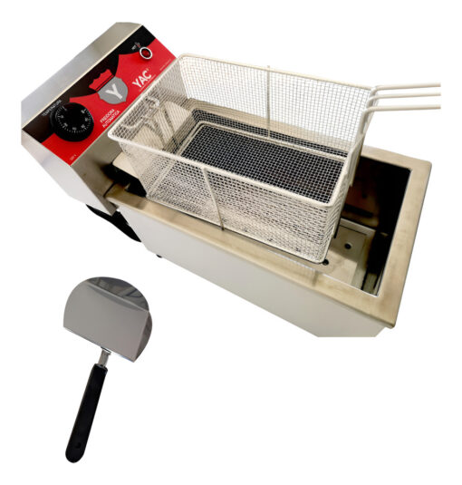 Freidora 8 Litros Eléctrica Aceite Agua Yac Regalo Pala Papa Plateado