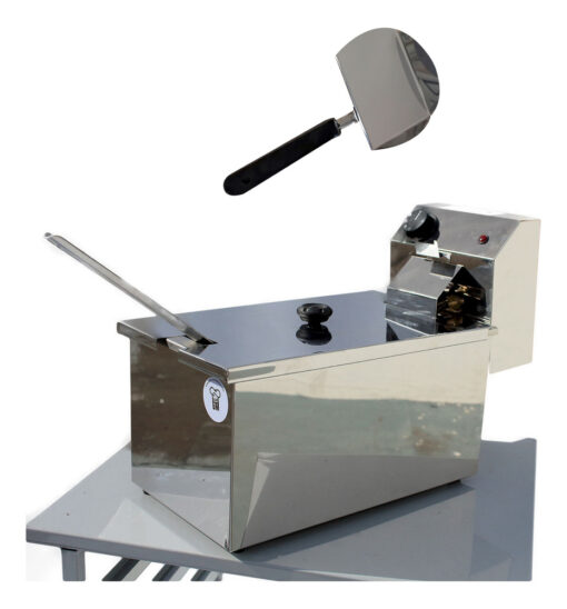 Freidora Industrial Eléctrica Lourdes 8l + Regalo Pala Papas Plata