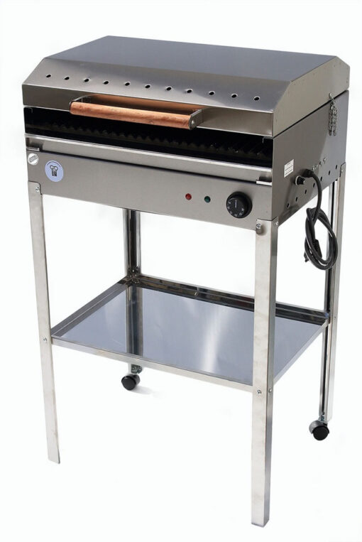 Parrilla Eléctrica Balcón Acero Base Funda Ahumador Regalo Plateado