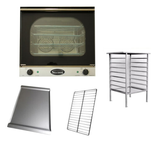 Horno Convector Silcook Humidificador 6 Latas 2 Rejilla Base Gris