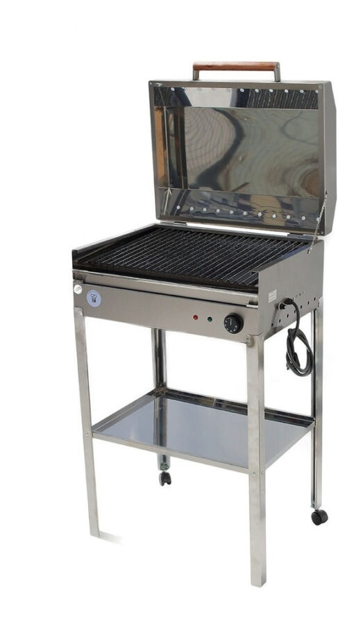 Parrilla Eléctrica Balcón Acero Base Funda Ahumador Regalo Plateado - Imagen 6