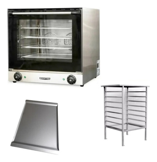Horno Convector 2 Turbinas Santini Mc600 4 Bandejas + Base