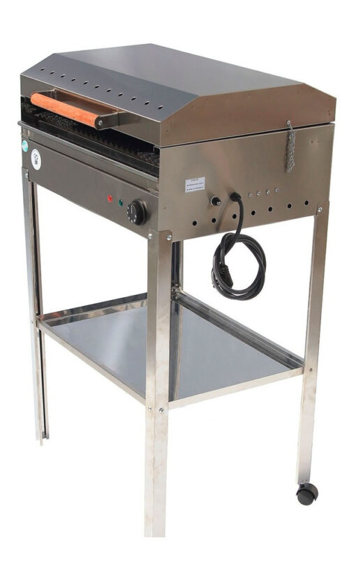 Parrilla Eléctrica Balcón Acero Base Funda Ahumador Regalo Plateado - Imagen 8