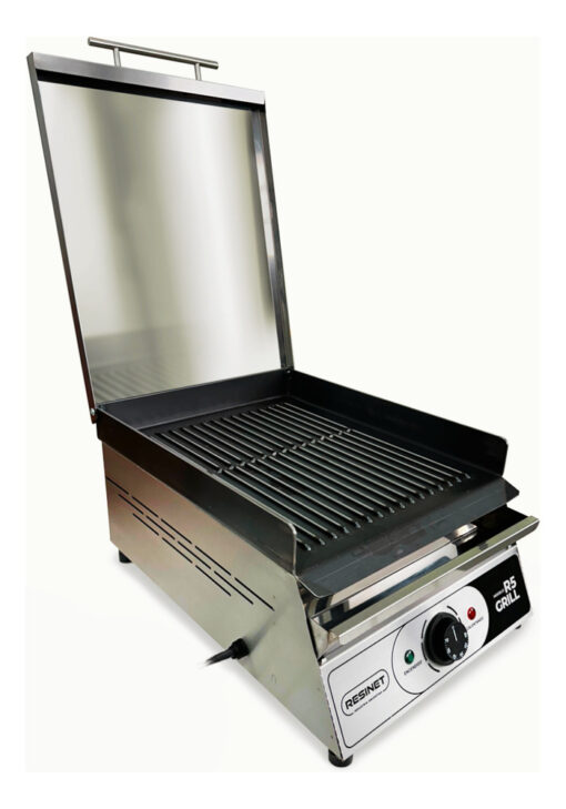 Plancha Grill Eléctrica Lomitera Sandwich 35x42 Resinet R5 Color Plateado