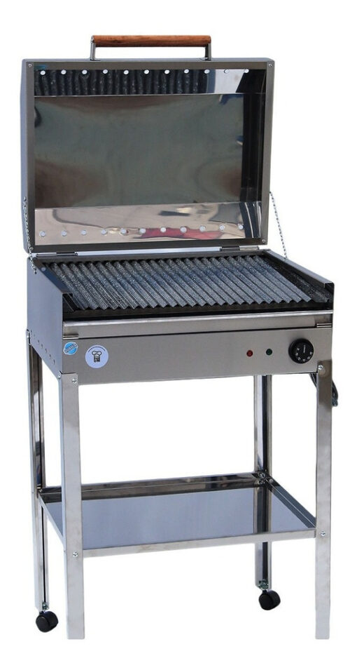 Parrilla Eléctrica Balcón Acero Base Funda Ahumador Regalo Plateado - Imagen 9