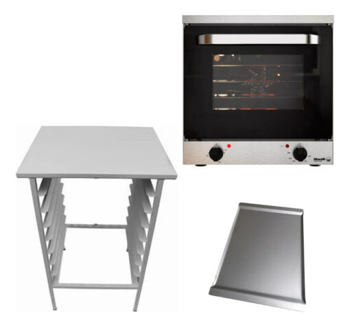 Base Para Horno Convector Latero Dorato Morelli + 4 Bandejas Gris