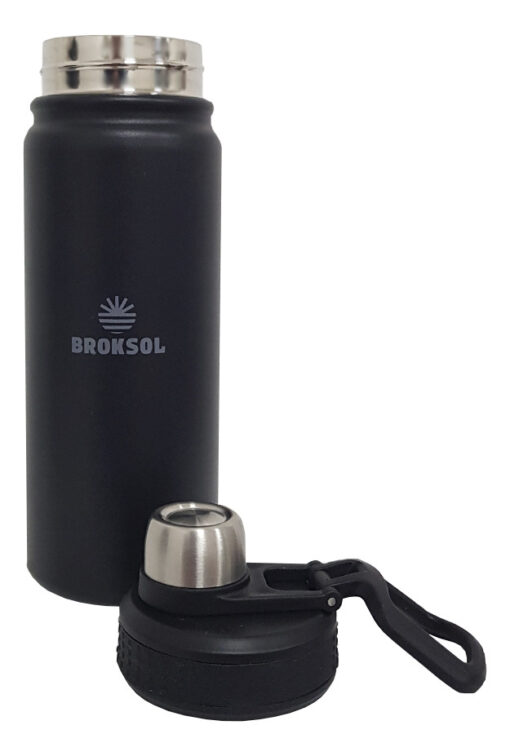 Botella Térmica Deportiva Broksol 650 Ml Acero Negro A Rosca