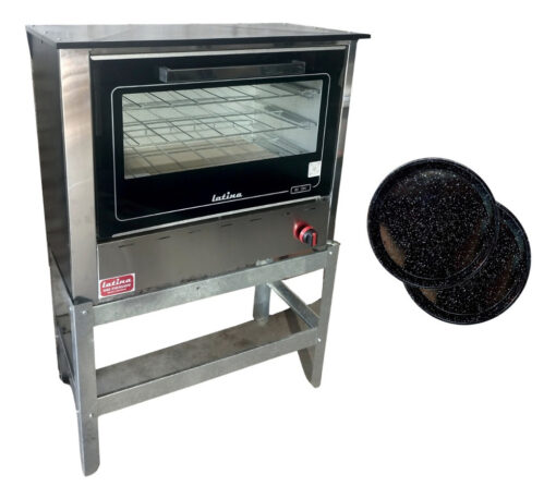 Horno Pizzero A Gas 6 Moldes Pizza Homologado + 3 Pizzeras Color Plateado