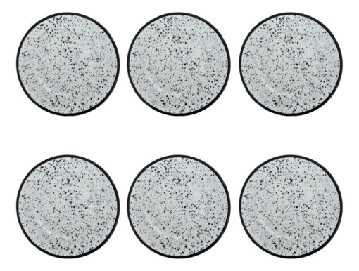 Pack Plato Playo Redondo Enlozado 22cm Salpicado Blanco X 6 Blanco Y Negro