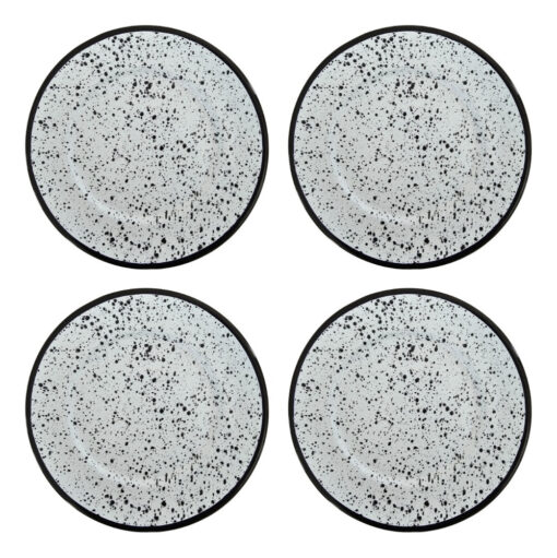 Plato Playo Redondo Metal Enlozado 22cm Salpicado Blanco X 1 Blanco Y Negro - Imagen 5