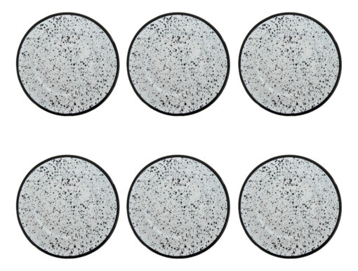Pack Plato Playo Redondo Enlozado 26cm Salpicado Blanco X 6 Blanco Y Negro Salpicado