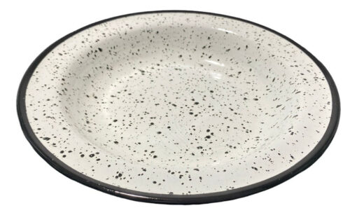 Plato Hondo Redondo Metal Enlozado Salpicado Negro 26 Cm X 1 Blanco Y Negro - Imagen 3