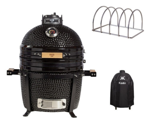 Parrilla A Carbón Kamado Kadu 15 Bbq Grill C/funda Y Ribs  Negro