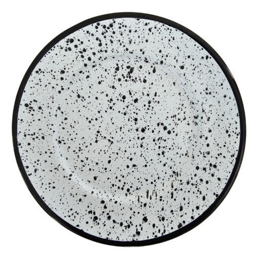 Plato Playo Redondo Metal Enlozado 26cm Salpicado Blanco X 1