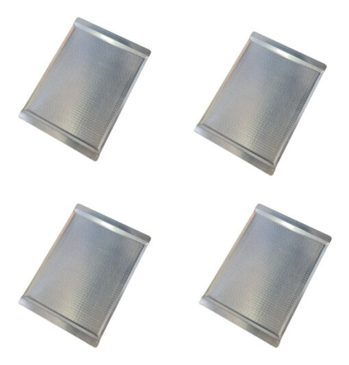 Pack 4 Bandejas 44x32 Cm Lisa Perforada Lata Placa Baguette