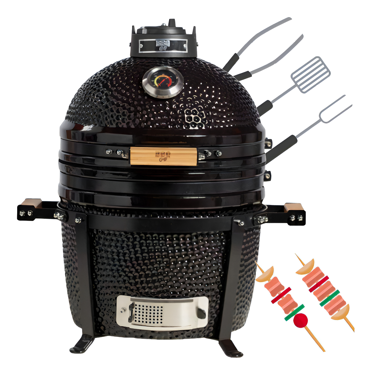 Bbq Grill Kadu K15 Parrilla Ahumador Kamado Bbq Grill Color Negro - Imagen 3
