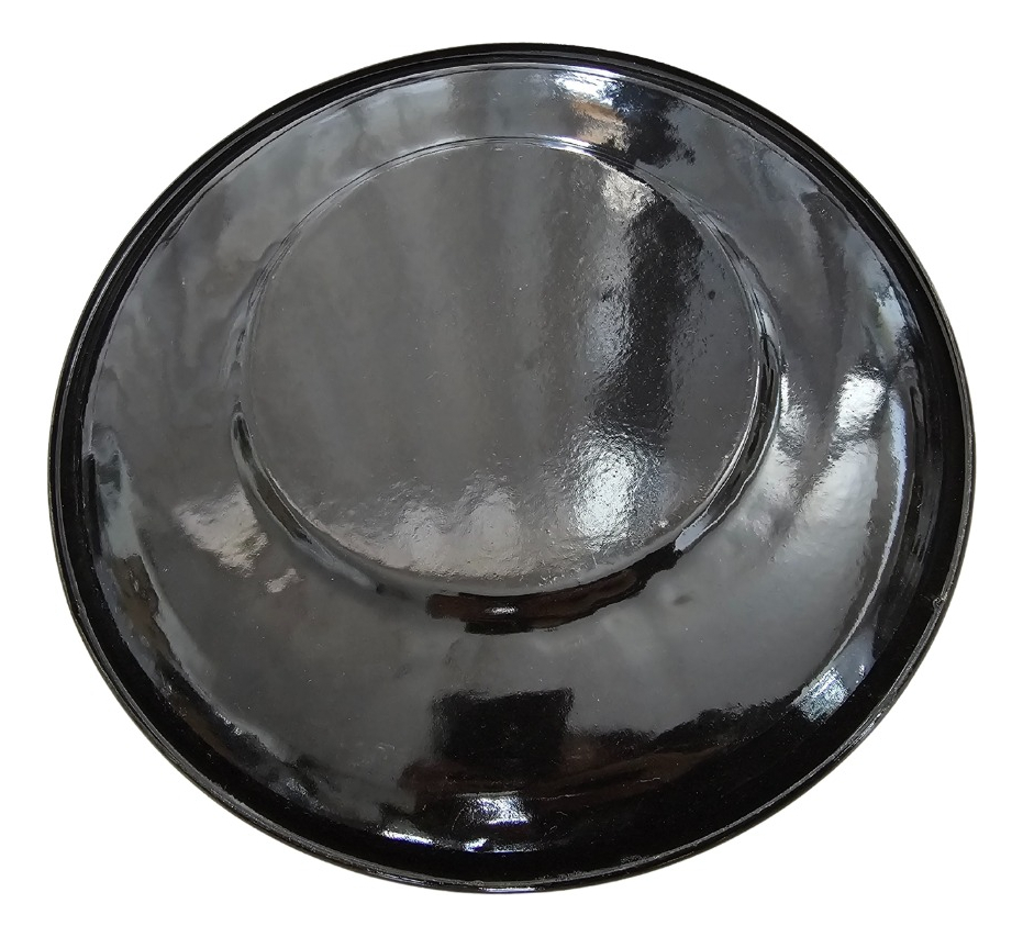 Set De 3 Platos Enlozados Blanco Y Negro Playo Hondo Postre - Imagen 4