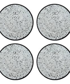 Pack Plato Playo Redondo Enlozado 26cm Salpicado Blanco X 4