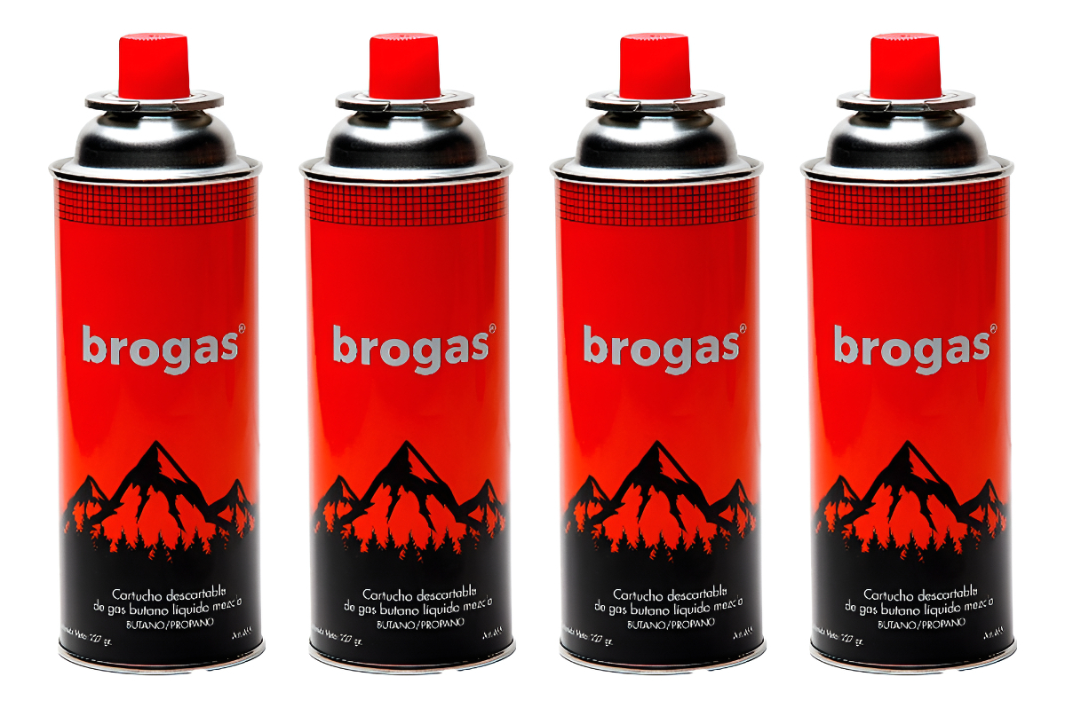 Pack 4 Cartucho Gas Butano Brogas 466-1 227gr Anafe Camping Pesca - Imagen 3
