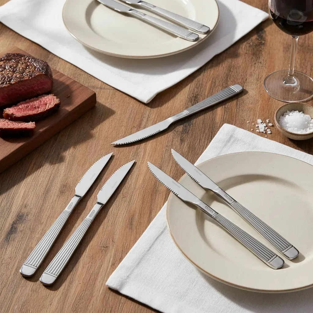 Set 6 Cuchillos De Carne Cubiertos Premium Acero Inoxidable - Imagen 2